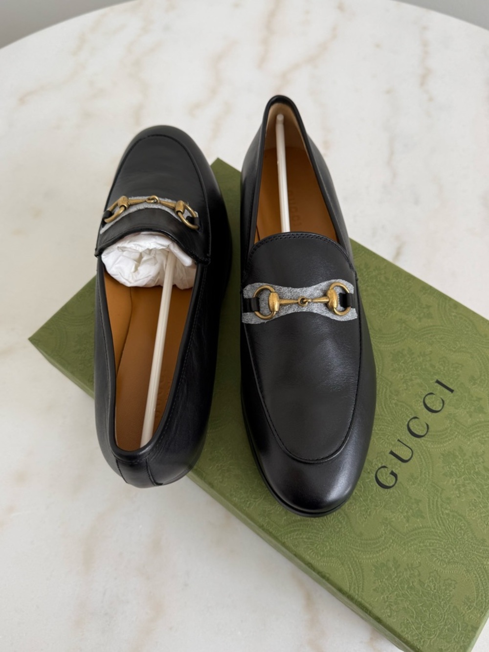 Gucci Jordaan Horsebit Loafers Black Leather Size 7.5 NEW - Picture 2 of 5